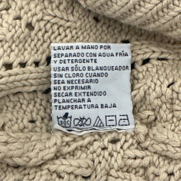 Nautica Beige Cable Knit Cardigan Cotton Blend Womens S Light Academia Preppy - Picture 6 of 8